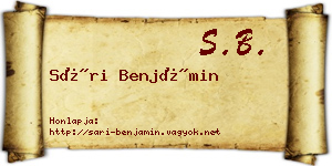 Sári Benjámin névjegykártya