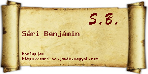 Sári Benjámin névjegykártya